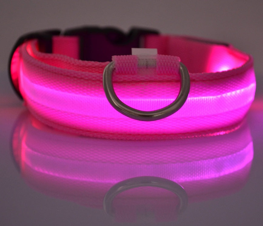 Nylon LED Pet Dog Luminous Collar Night Safety Flashing Glow in Dark Dog Cat Leash Adjustable Pet Supplies - Penuel's Paw