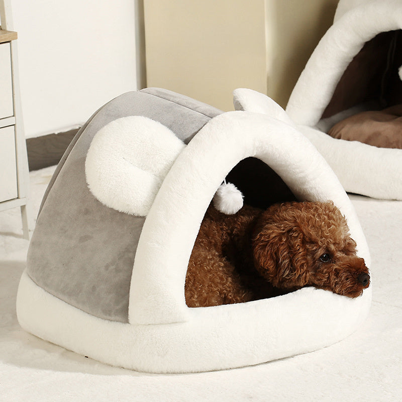 Cozy Pet Tent Cave Bed – Self-Warming Hideaway for Cats & Small Dogs - Penuel's Paw