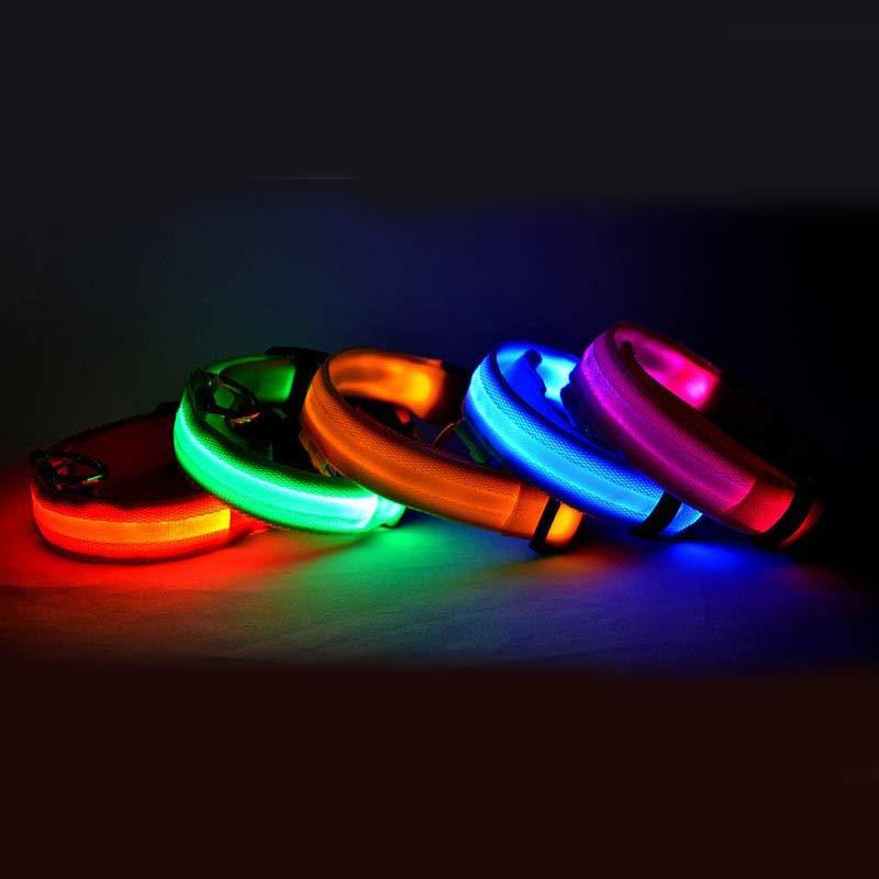 Nylon LED Pet Dog Luminous Collar Night Safety Flashing Glow in Dark Dog Cat Leash Adjustable Pet Supplies - Penuel's Paw