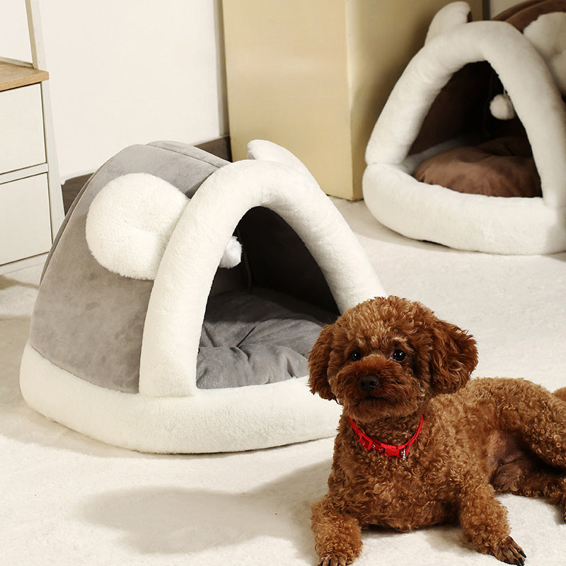 Cozy Pet Tent Cave Bed – Self-Warming Hideaway for Cats & Small Dogs - Penuel's Paw