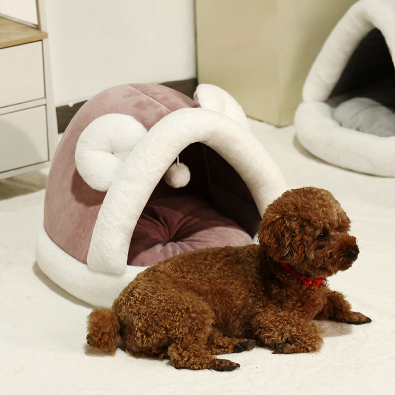 Cozy Pet Tent Cave Bed – Self-Warming Hideaway for Cats & Small Dogs - Penuel's Paw